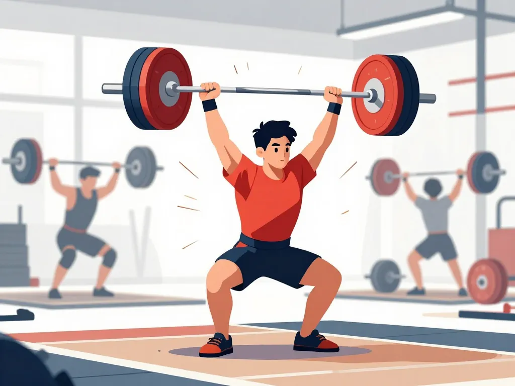 illustration power snatches position overhead gym