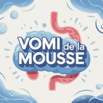 Illustration centrale vomi de la mousse sur fond bleu