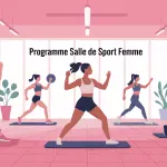 programme salle de sport femme silhouettes fitness salle illustration