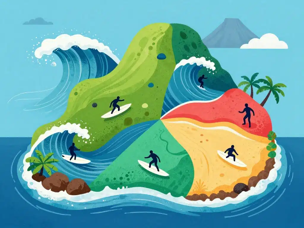 Carte spots surf Guadeloupe