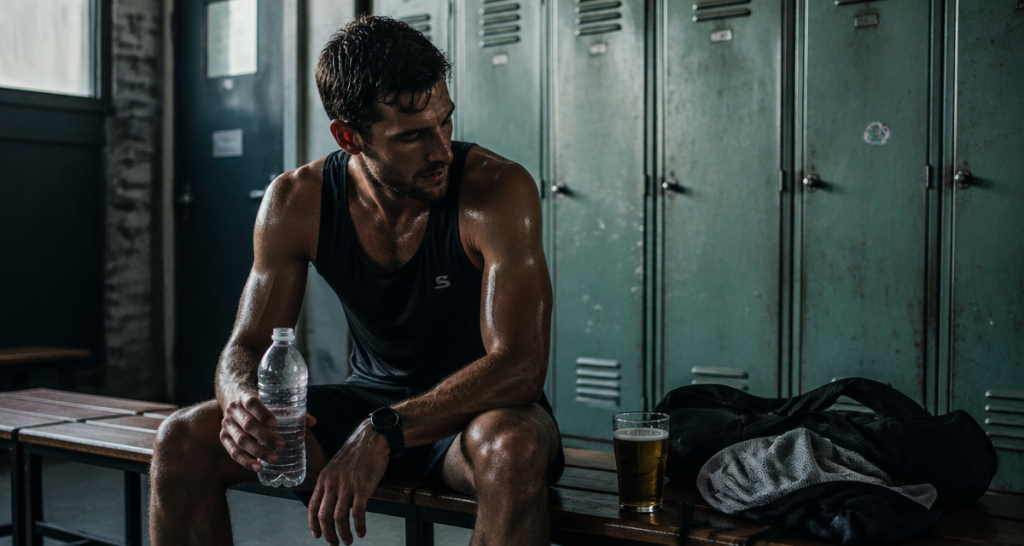 alcool et le sport athlète bière vestiaire