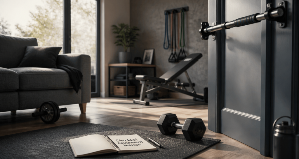 accessoires muscu maison dans salon