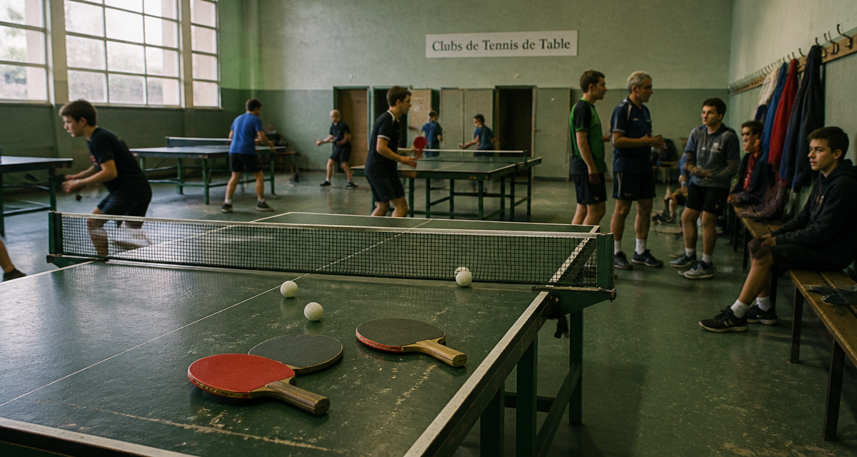 Salle de tennis de table autour de moi, joueurs et ambiance club