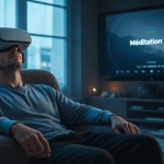 vr meditation personne détendue casque salon