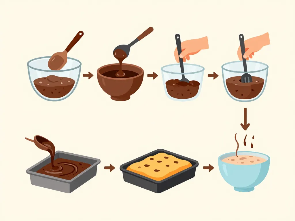 gateau au chocolat proteine diagramme étapes préparation mélange cuisson