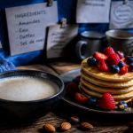 bol de lait végétal et pancakes sans proteine du lait de vache