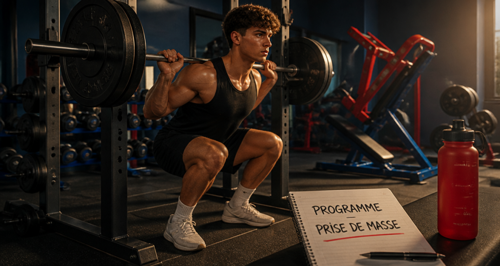 programme prise de masse debutant squat jeune homme