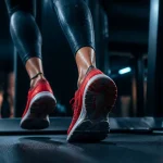 Est ce que courir muscle les fessiers : jambes en foulée sur tapis de course