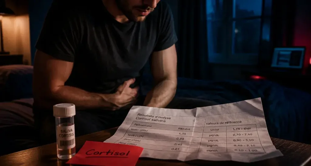 Taux de cortisol eleve et ventre gonfle : test salivaire et stress