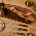 comment couper un jambon support bois couteaux