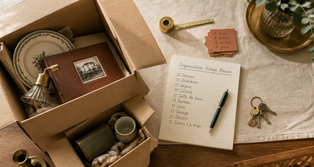 Vider maison succession, cartons et checklist