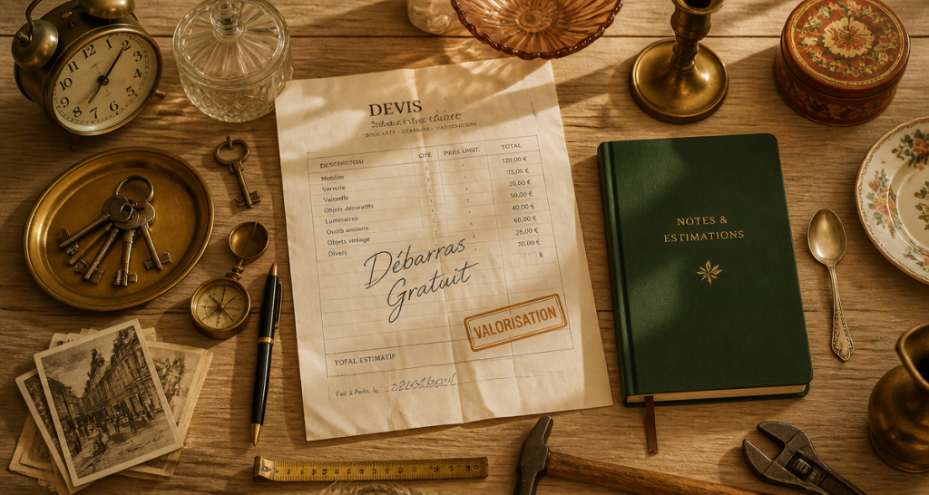vider une maison gratuitement, objets valorisés sur table