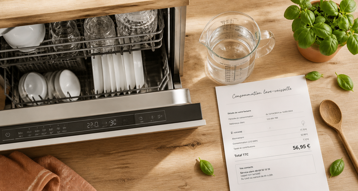 consommation lave vaisselle sur facture cuisine