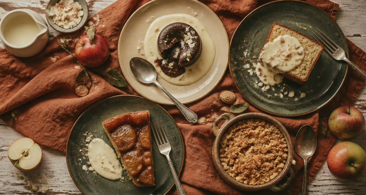 gâteau pour accompagner une crème anglaise, fondant, cake, tarte Tatin et crumble