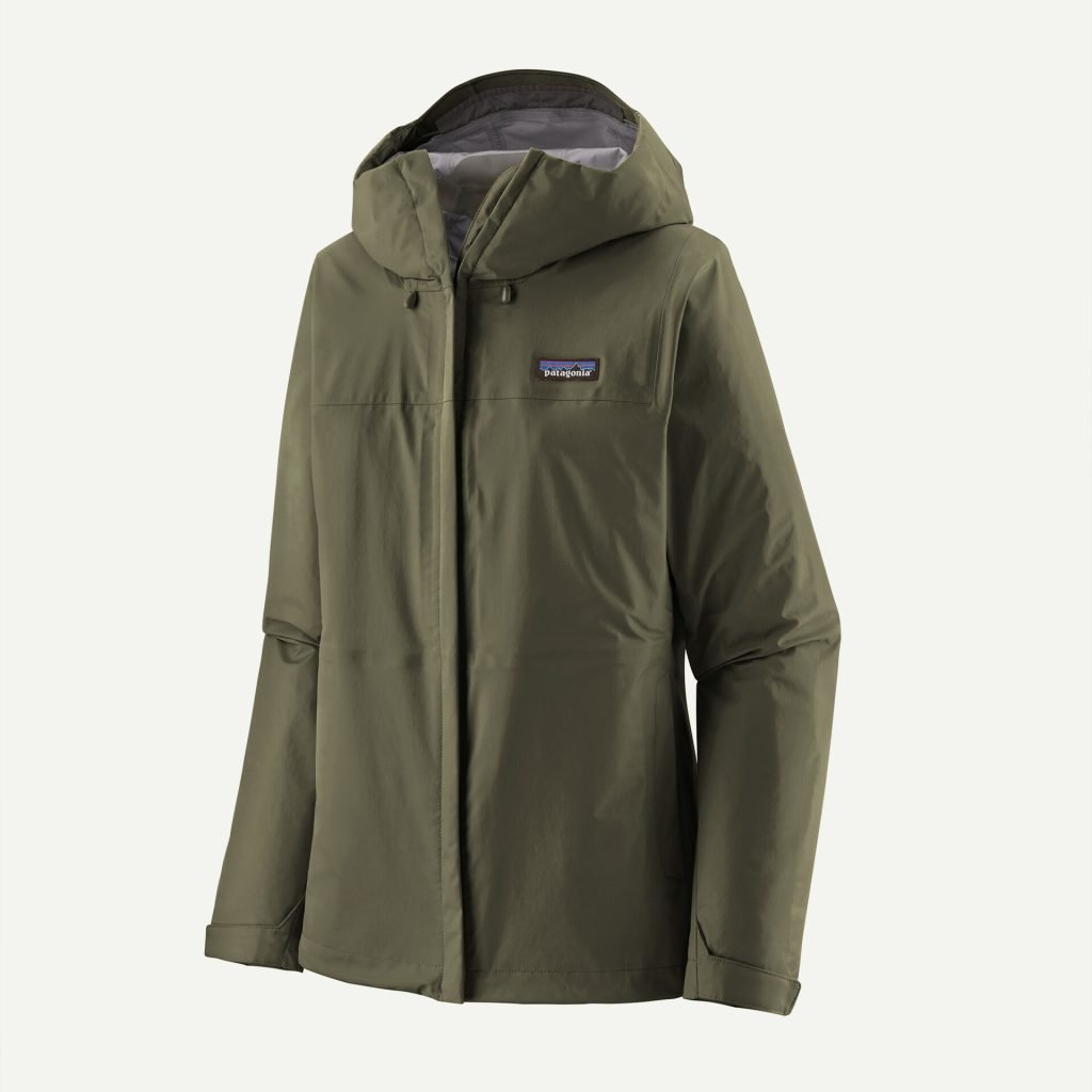 A product image for a rain jacket for women from the brand Patagonia. Clicking this image will take you to the product page