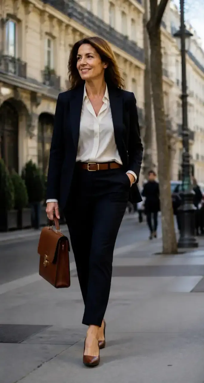 Femme active marchant avec assurance dans une rue urbaine