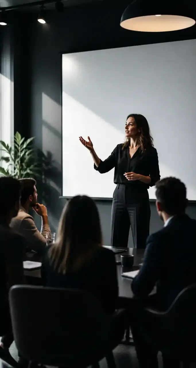 Femme dirigeante lors d'une présentation de formation au leadership