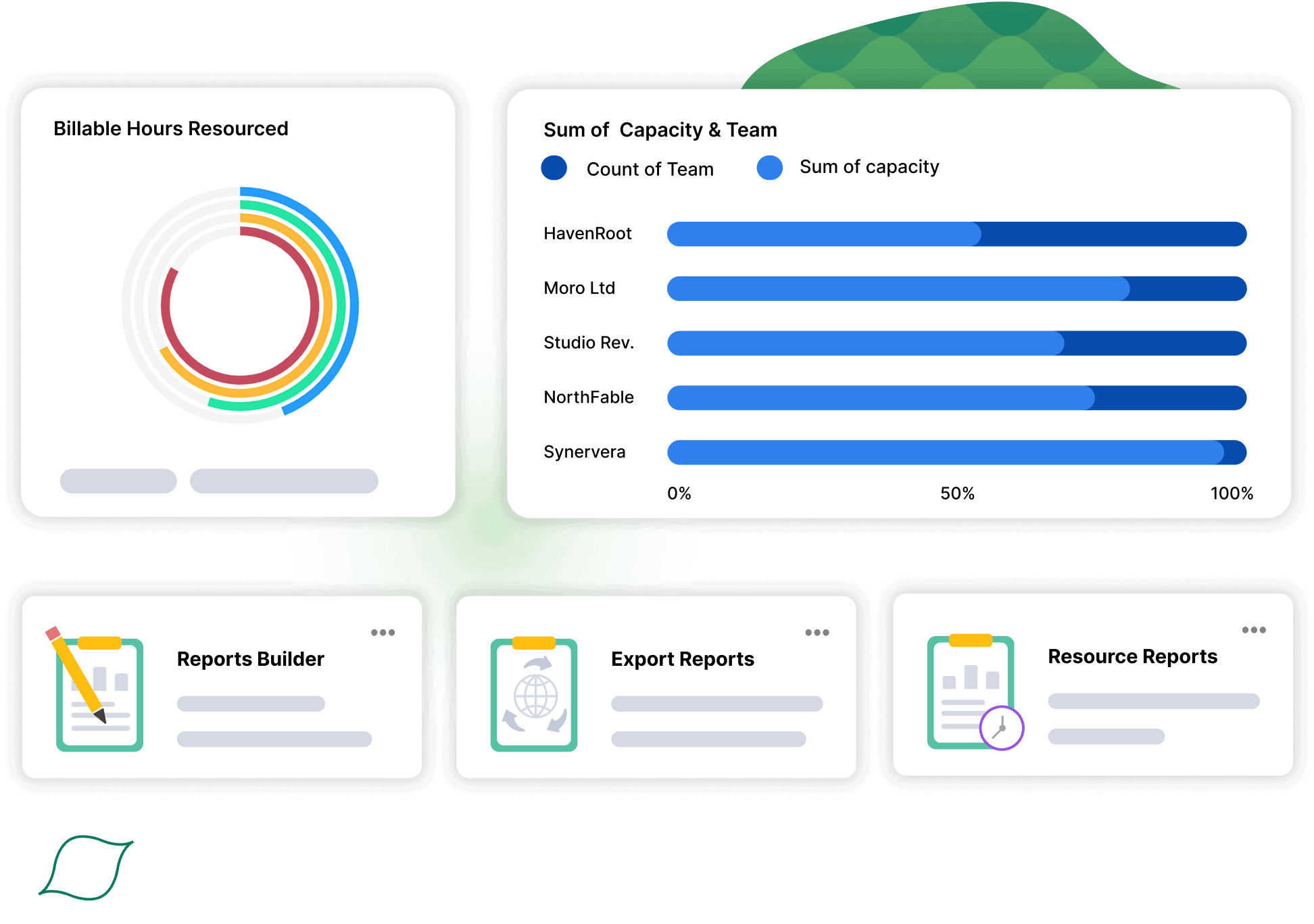Interface illustrations showing reporting options