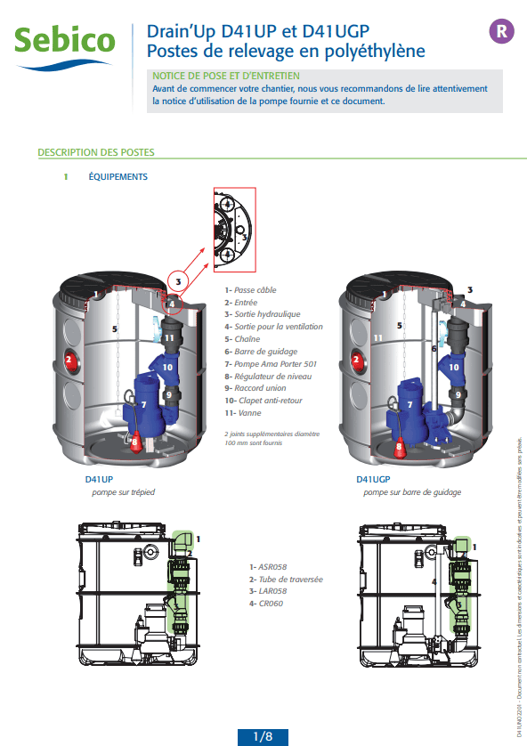 Poste de relevage DRAIN'UP D41UP et D41UGP Poste de relevage DRAIN'UP D41UP et D41UGP