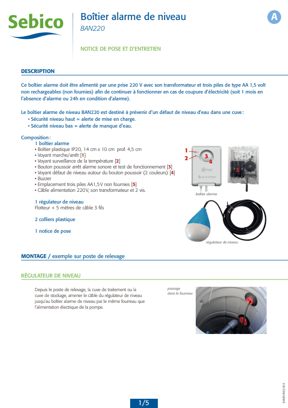 Boîtier alarme de niveau Boîtier alarme de niveau