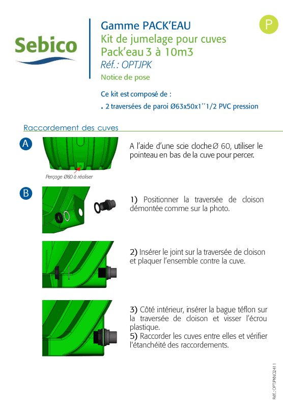 Kit de jumelage pour cuves Pack'eau 3 à 10m3 Kit de jumelage pour cuves Pack'eau 3 à 10m3