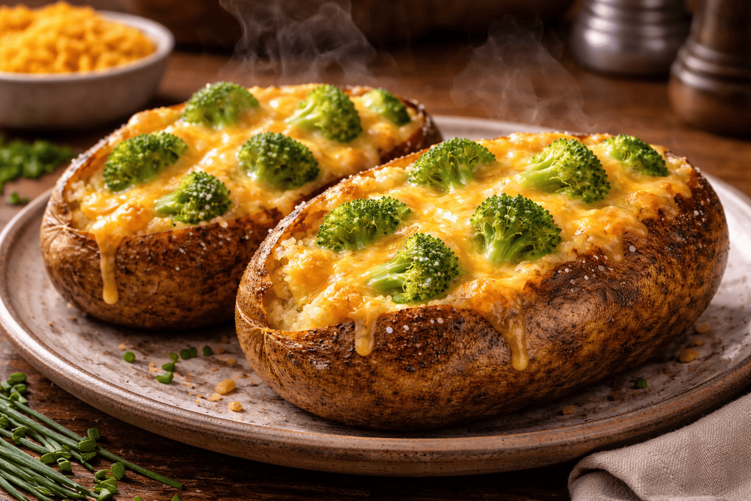 Cheesy Broccoli Baked Potatoes