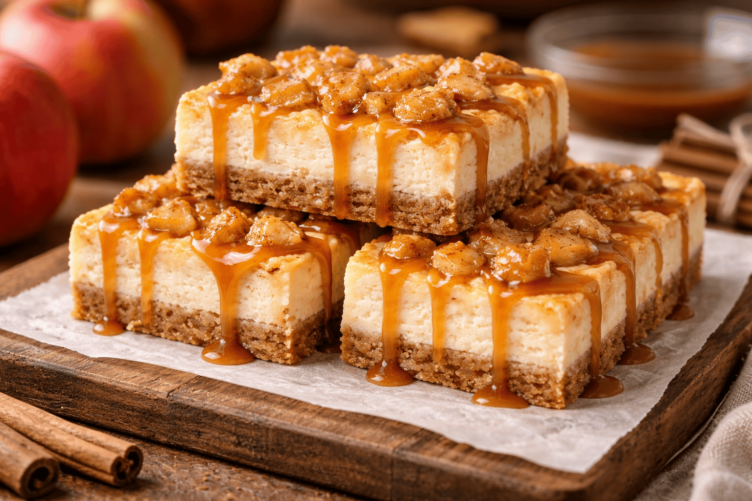 Caramel Apple Cheesecake Bars