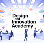 Campus design and innovation academy étudiants collaborant technologies futuristes