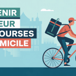 Illustration livreur vélo devenir livreur de courses à domicile