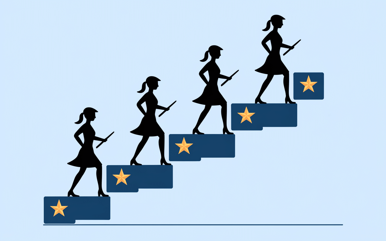 Étapes parcours femme général gendarmerie escalier