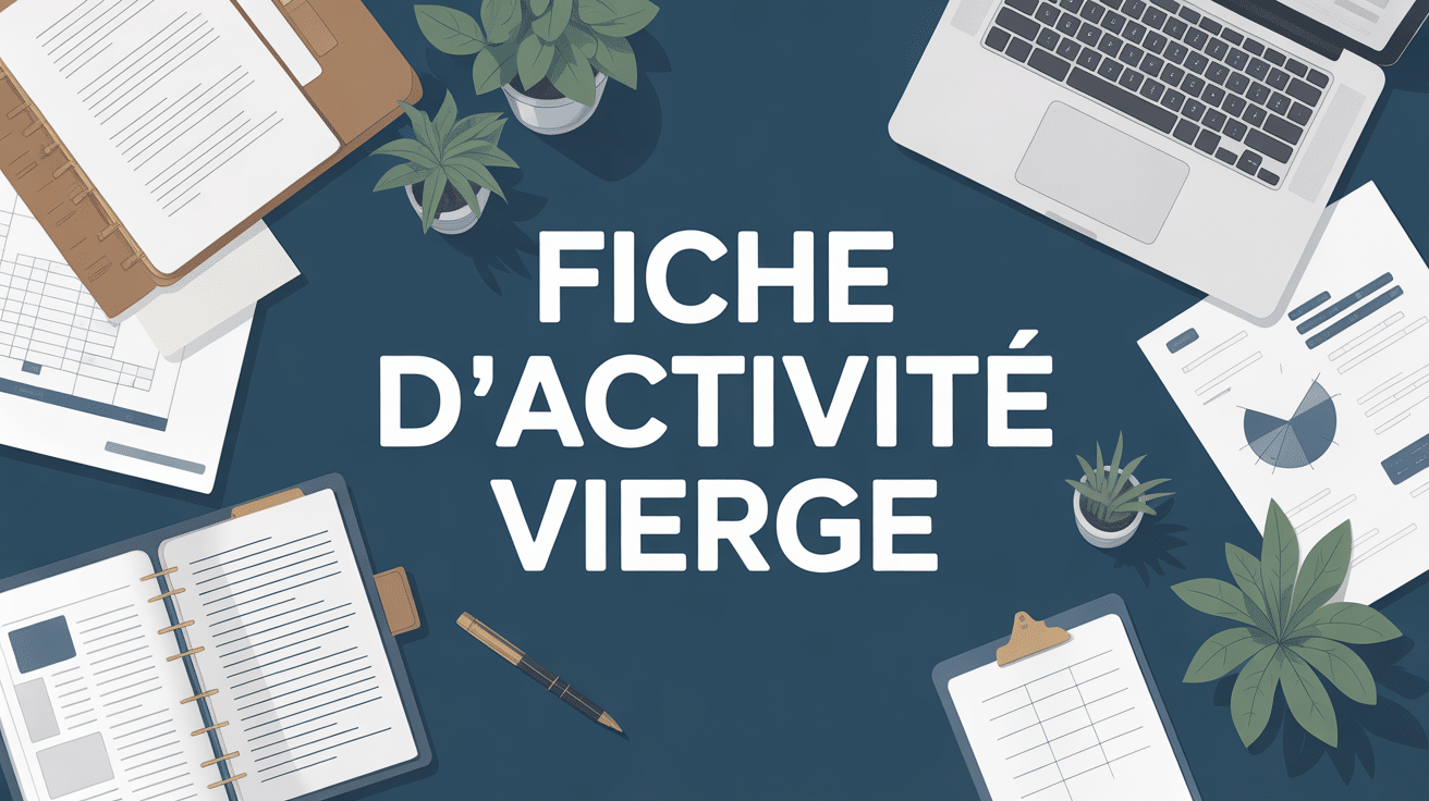 fiche d'activité vierge sur bureau organisé ambiance professionnelle