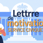 Illustration moderne titre lettre de motivation service civique