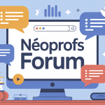illustration neoprofs forum écran discussion éducation