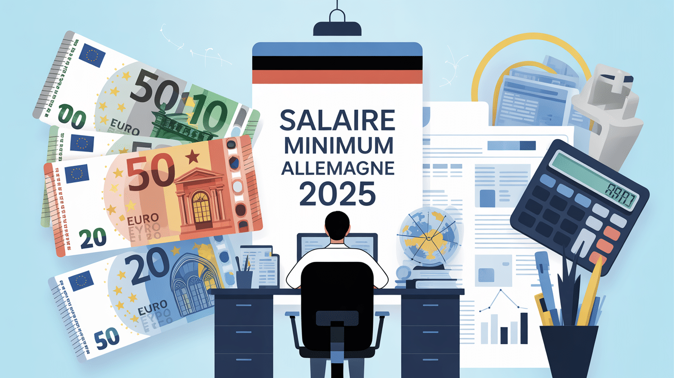 smic allemagne 2024 bureau stylisé euro calculatrice