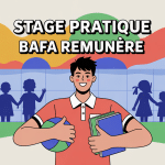 stage pratique bafa rémunéré animateur avec enfants illustration