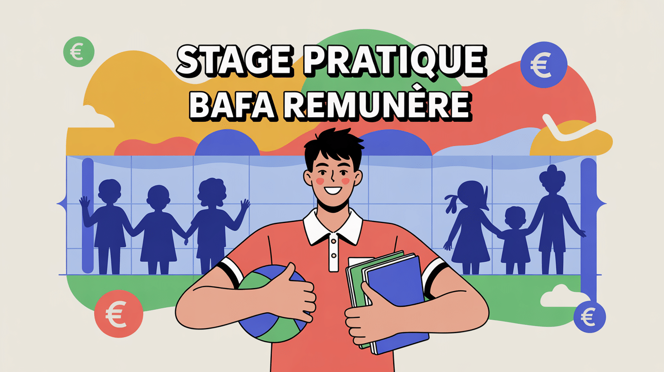 stage pratique bafa rémunéré animateur avec enfants illustration