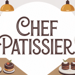 chef patissier en cuisine avec desserts et ustensiles