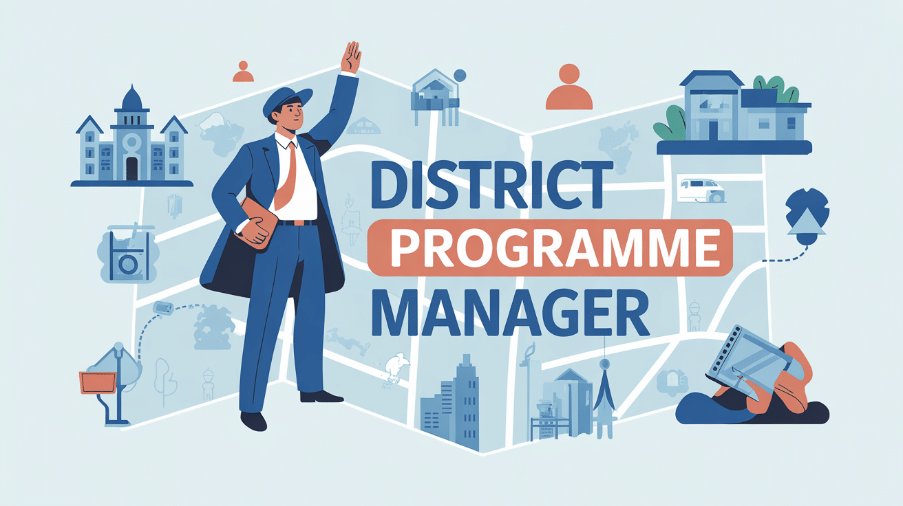 Illustration district programme manager sur carte projets