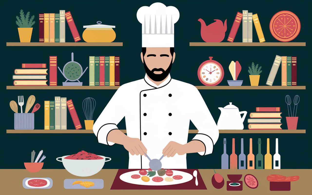 Ecole Ducasse chef toque blanche préparant plat raffiné