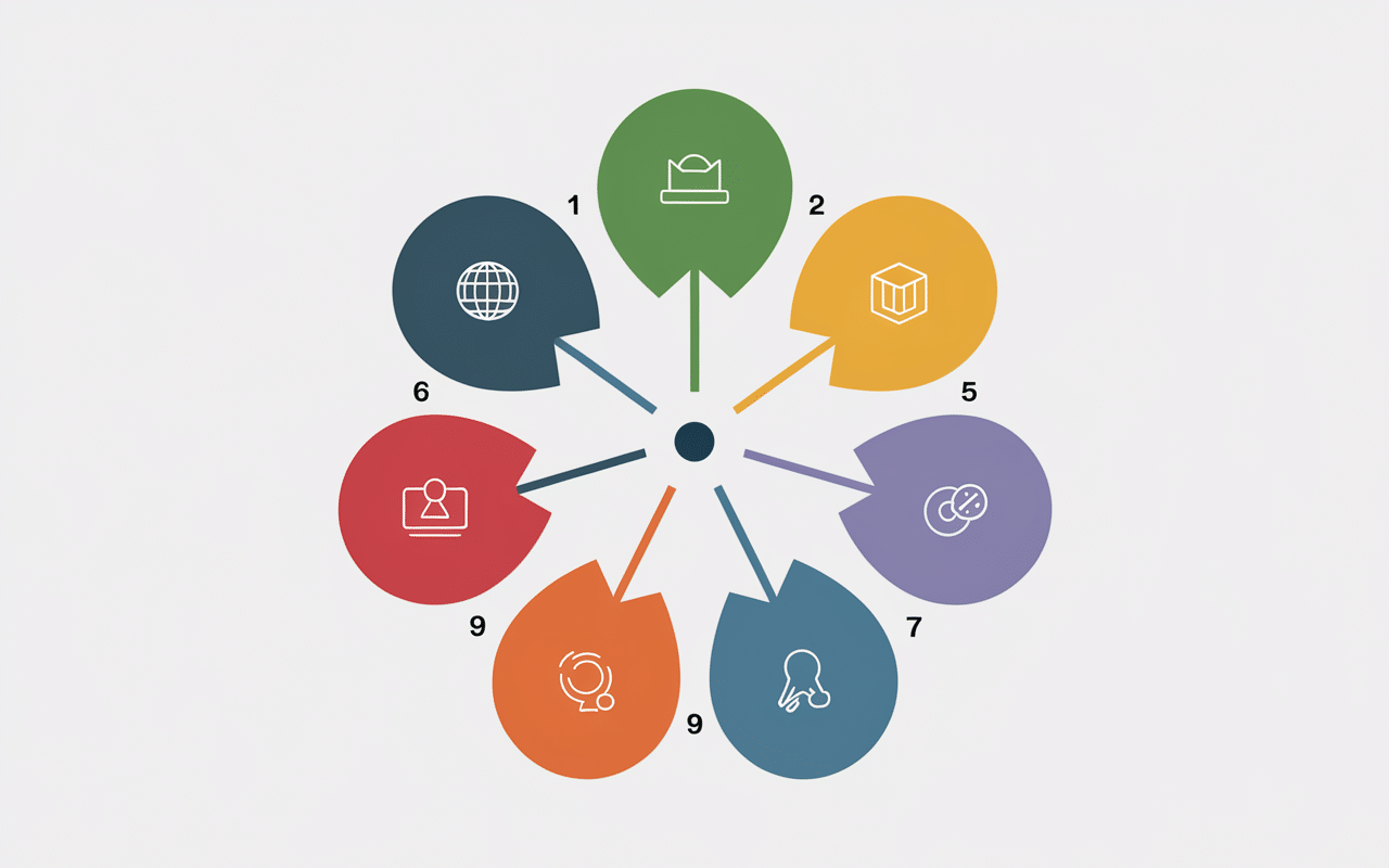 Exemple de dossier 7 parties CIP sous forme de schéma avec 7 blocs