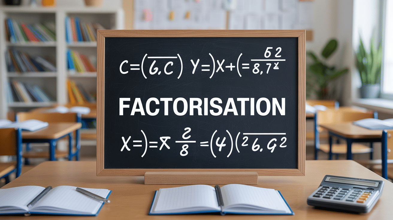 Exercice factorisation calculatrice cahier mathématiques