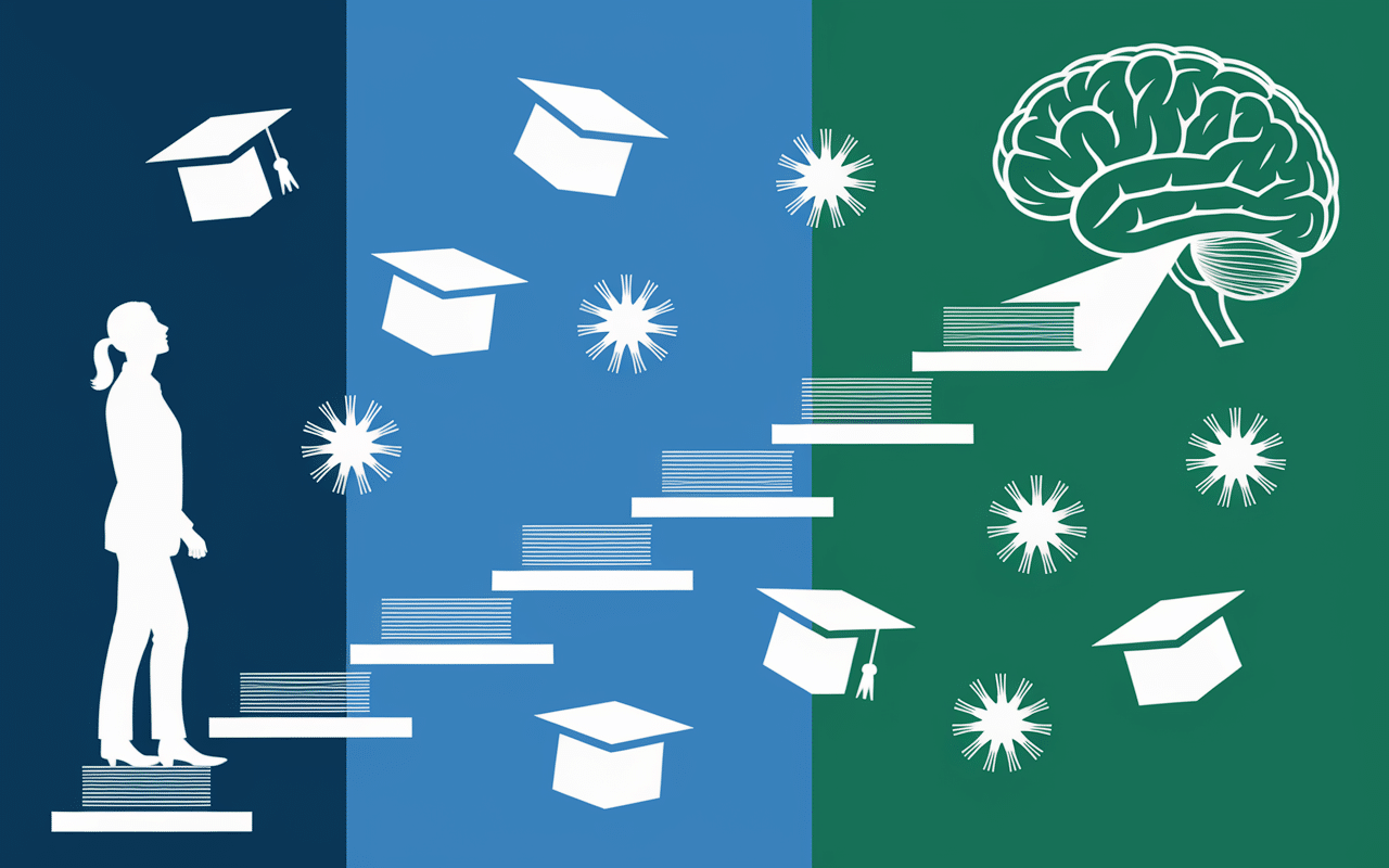 Formation adulte pour devenir psychologue mature escalier livres diplômes