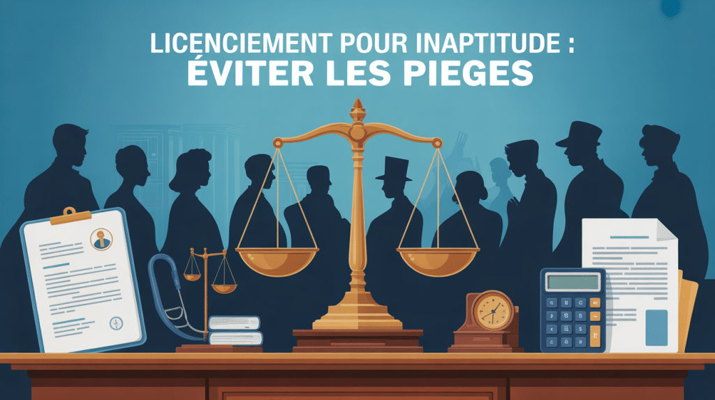 Illustration du piège du licenciement pour inaptitude avec balance et documents