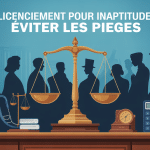 Illustration du piège du licenciement pour inaptitude avec balance et documents
