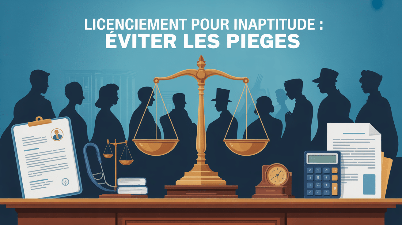 Illustration du piège du licenciement pour inaptitude avec balance et documents