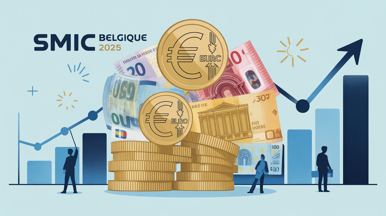 smic belgique 2025 illustration graphique pieces billets