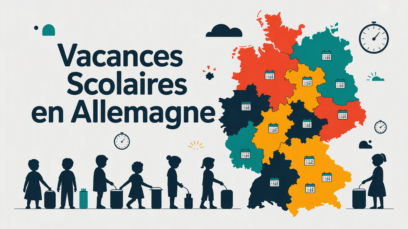 Carte colorée vacances scolaires Allemagne