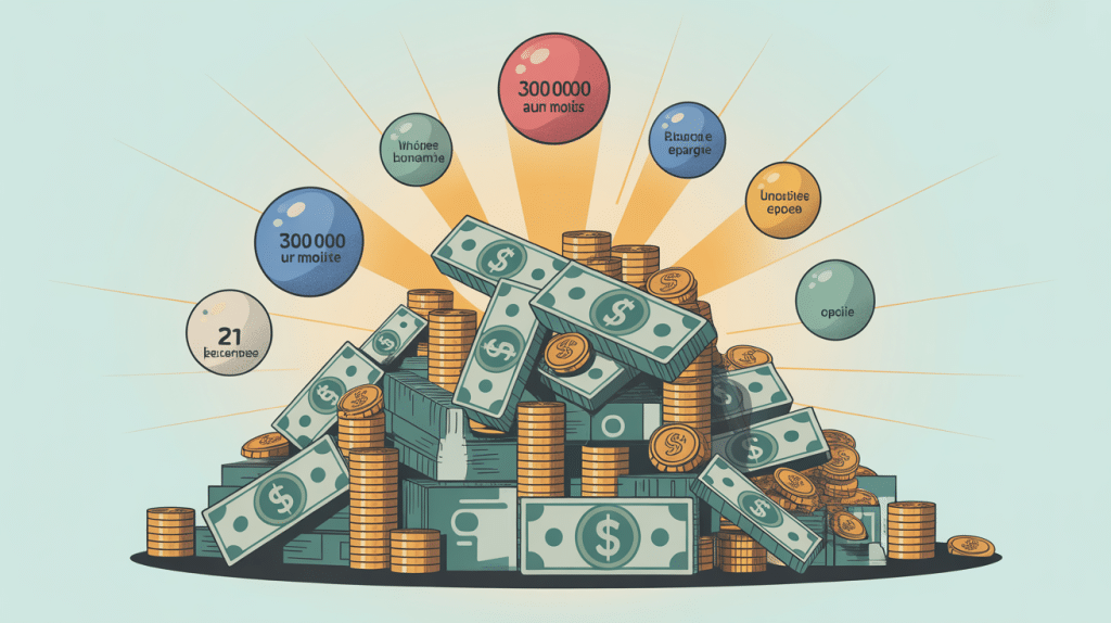 combien rapporte 300 000 euros placés par mois illustration moderne investissement