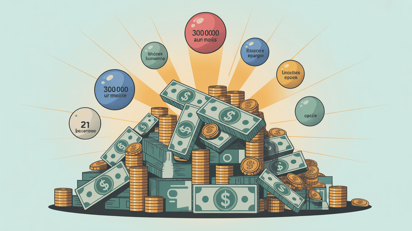 combien rapporte 300 000 euros placés par mois illustration moderne investissement