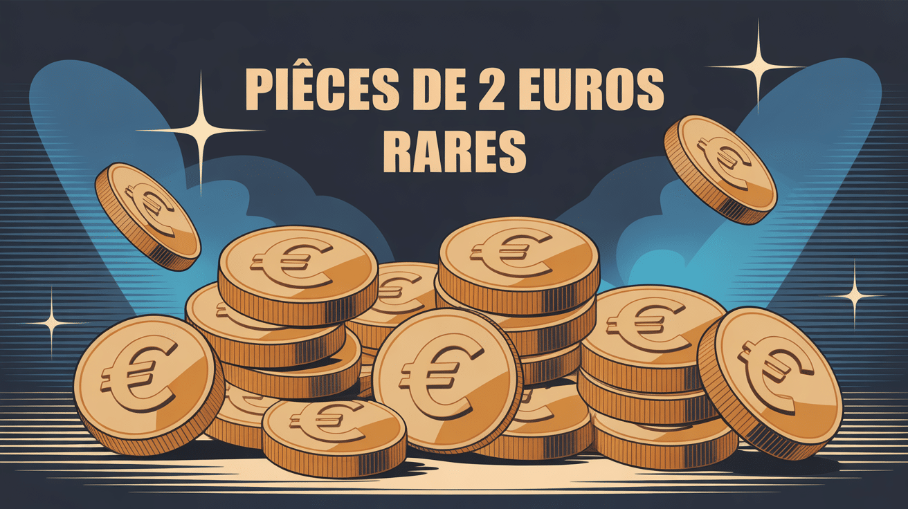 valeurs des pieces de 2 euros rares sur fond doré